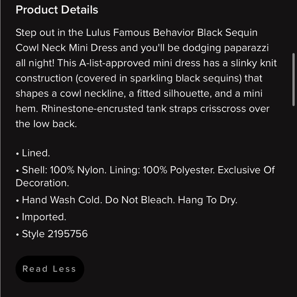 NWT lulus rhinestone little black dress - Picture 5 of 5